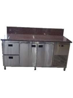 Холодильний стіл з бортом 1860х700х850 (2 двері+2 ящика) гранітна стільниця